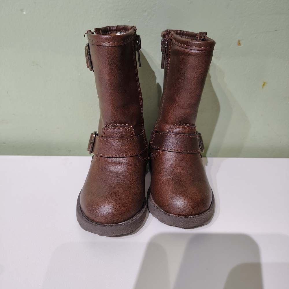 Carter's Toddler Girl Brown Tall Boots Buckles Size 4 Baby Walker Shoes Fall